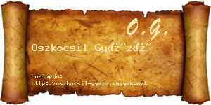 Oszkocsil Győző névjegykártya